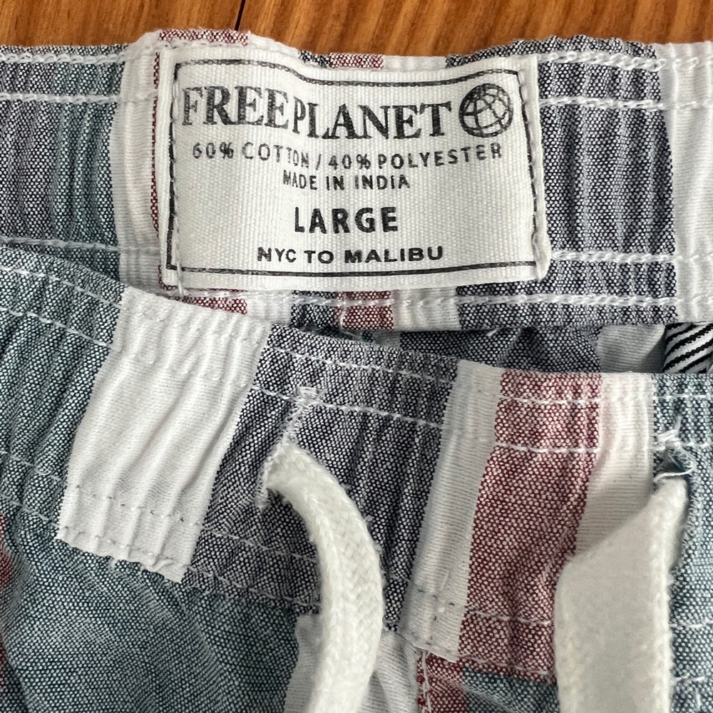 Free Planet Men's Striped Shorts - Gray, White, Brown L - Picture 2 of 10